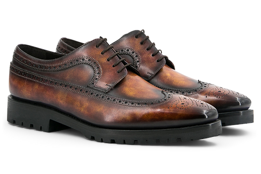 Leather Longwing Blucher Monti │ Cognac Marble Patina