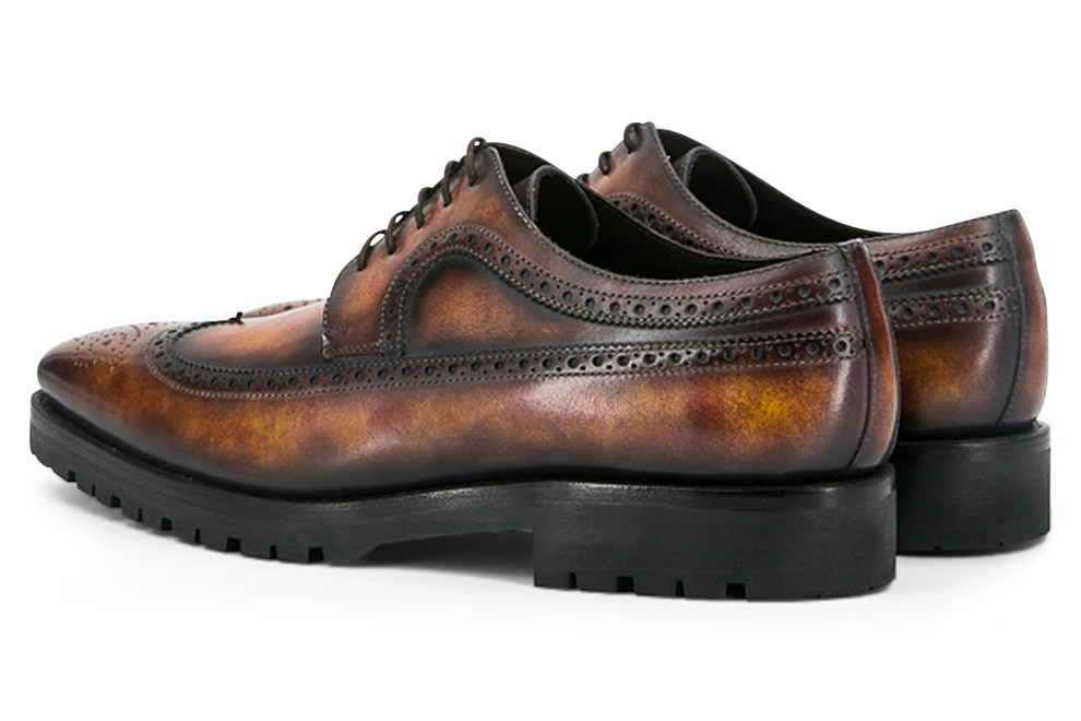 Leather Longwing Blucher Monti │ Cognac Marble Patina