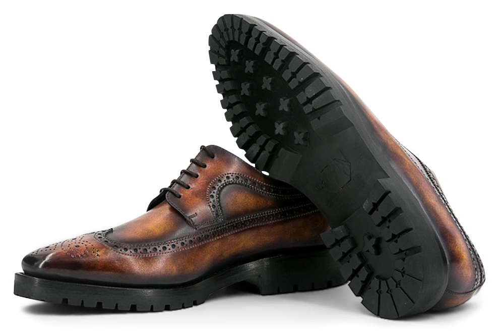 Leather Longwing Blucher Monti │ Cognac Marble Patina