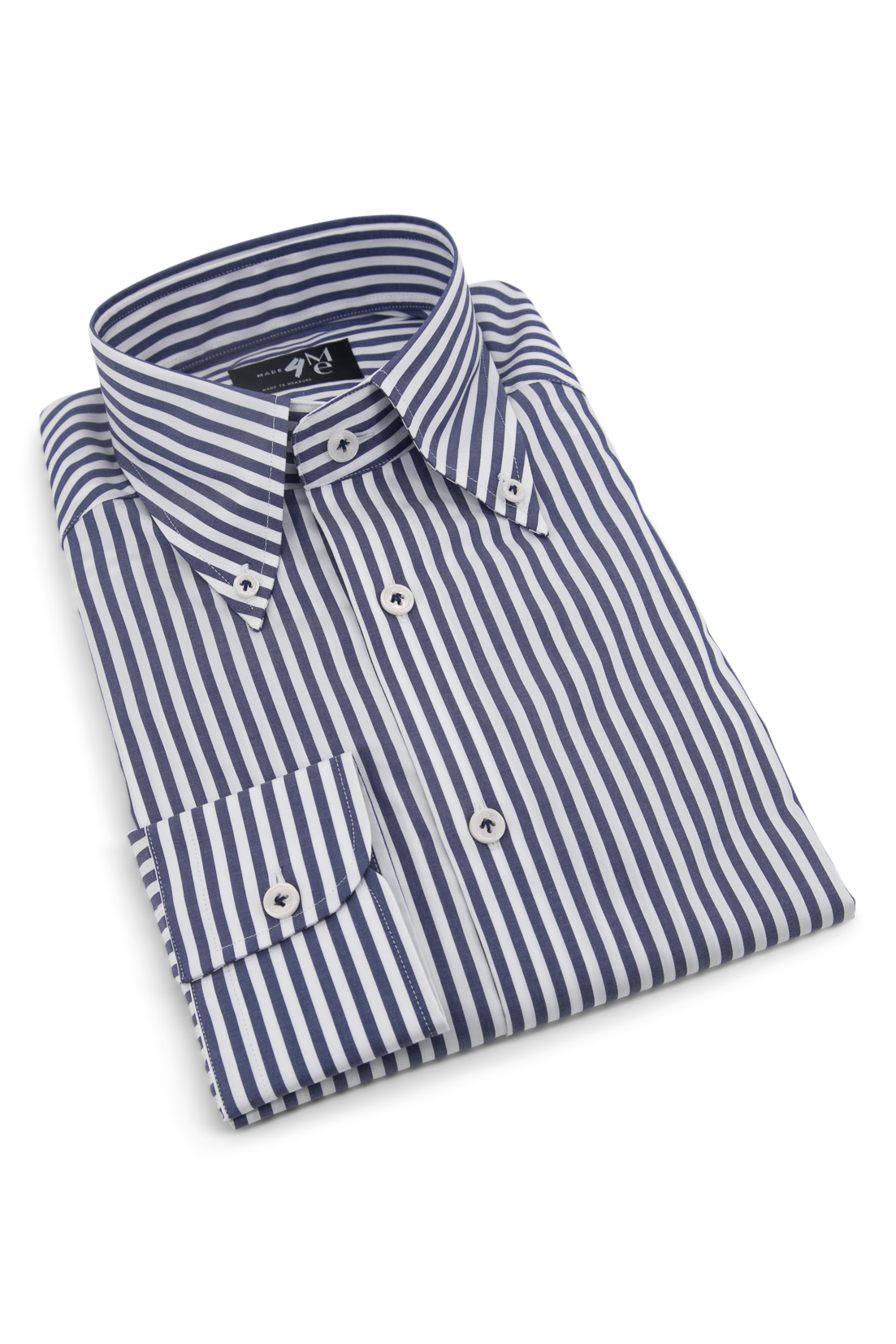 Buttoned Collar Poplin Shirt │ Blue Large Stripes