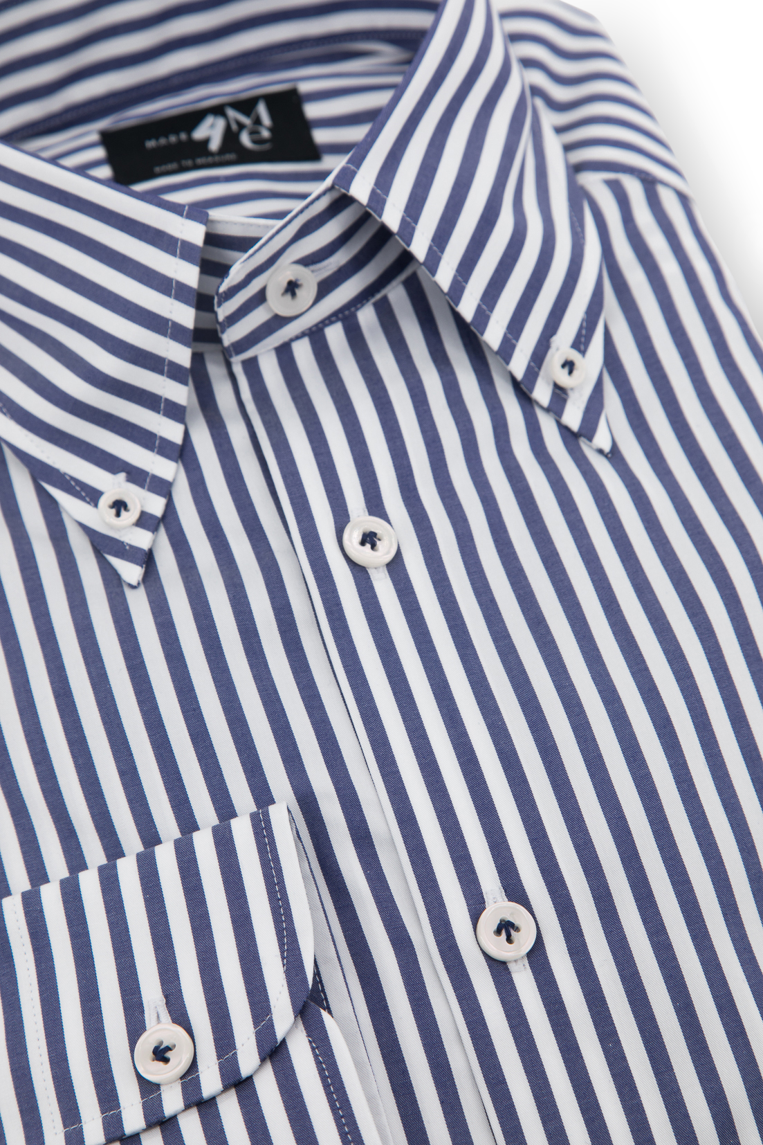 Buttoned Collar Poplin Shirt │ Blue Large Stripes