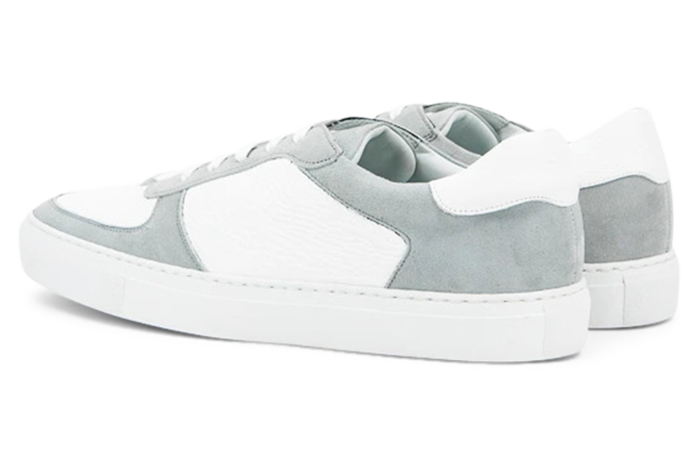 Leather & Suede Low Top Trainer │ White & Grey