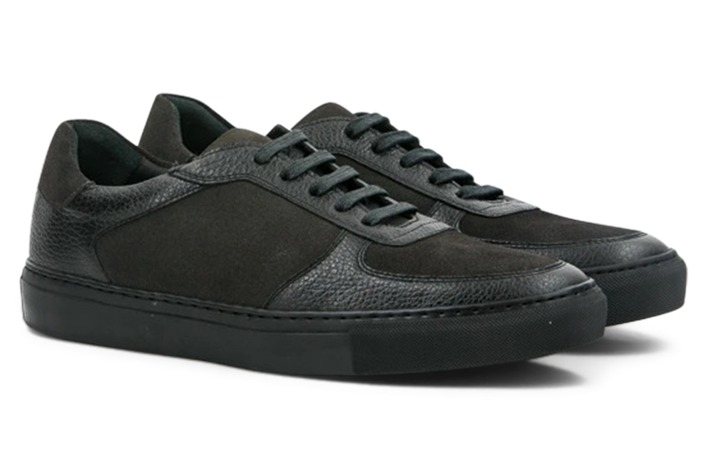 Leather & Suede Low Top Trainer │ Black