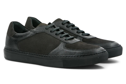 Leather & Suede Low Top Trainer │ Black