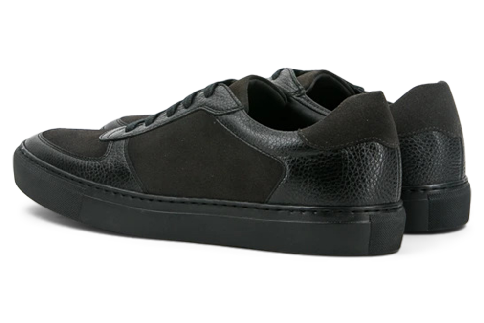 Leather & Suede Low Top Trainer │ Black