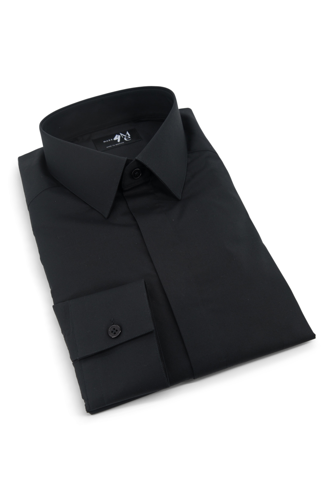 Poplin Shirt with Hidden Buttons │ Black