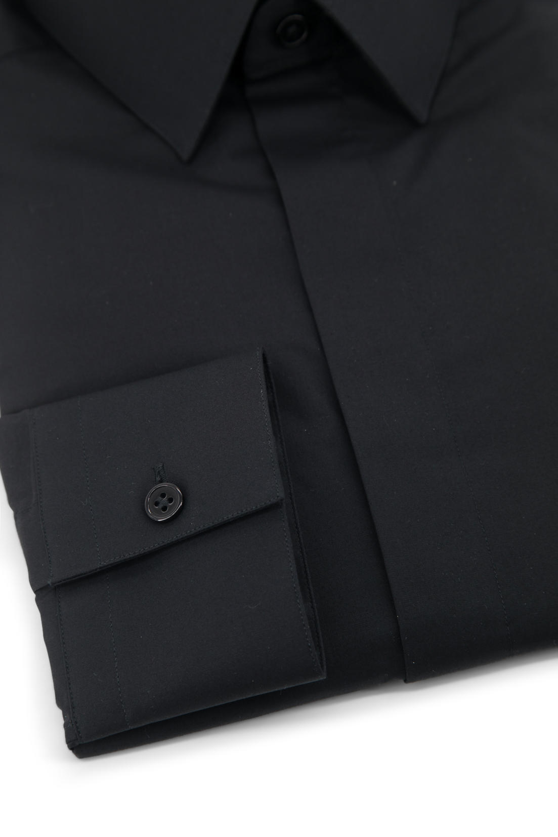 Popeline Shirt with Hidden Buttons │ Black