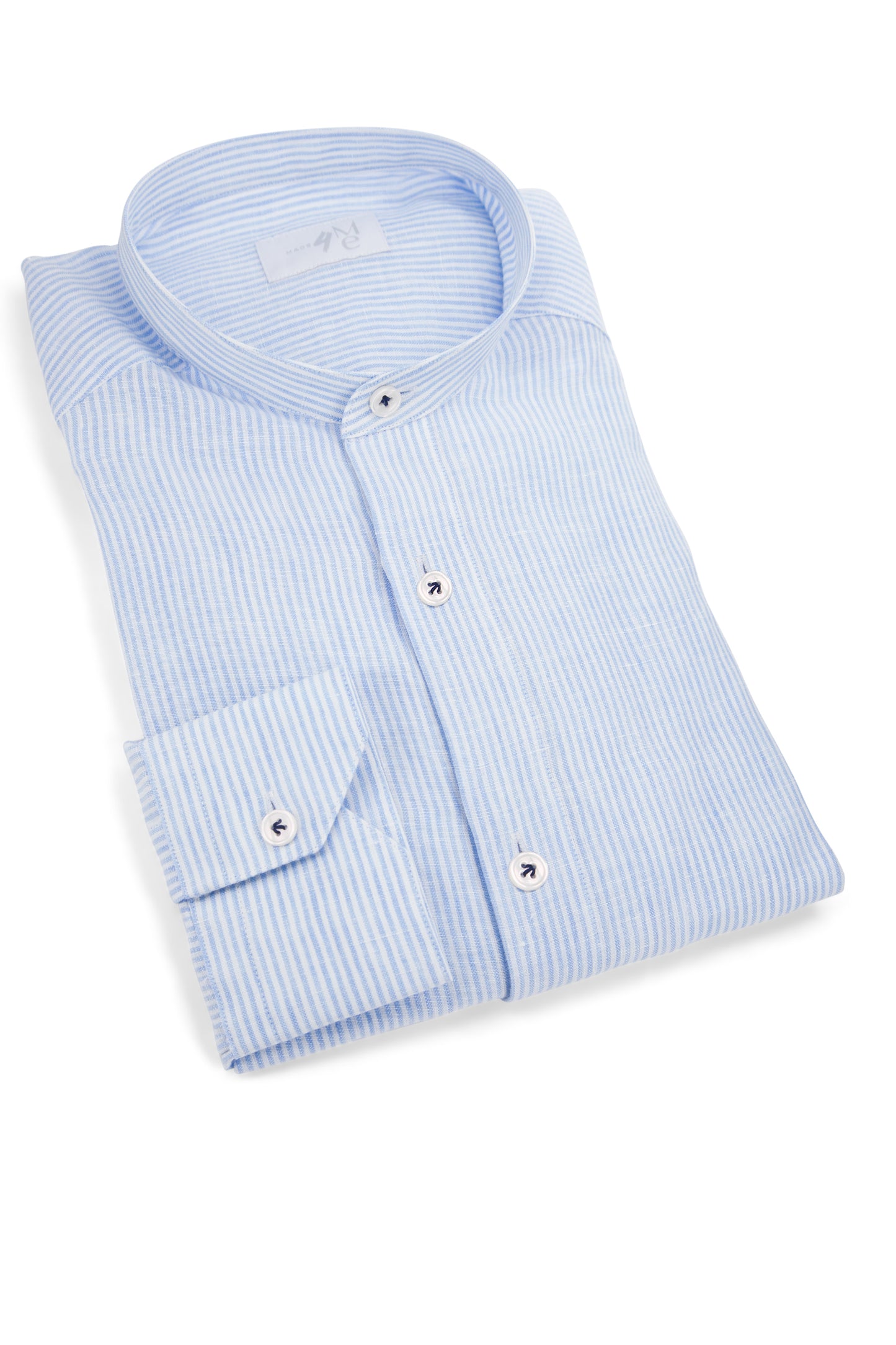 Mao Linen Shirt │ Blue Stripes