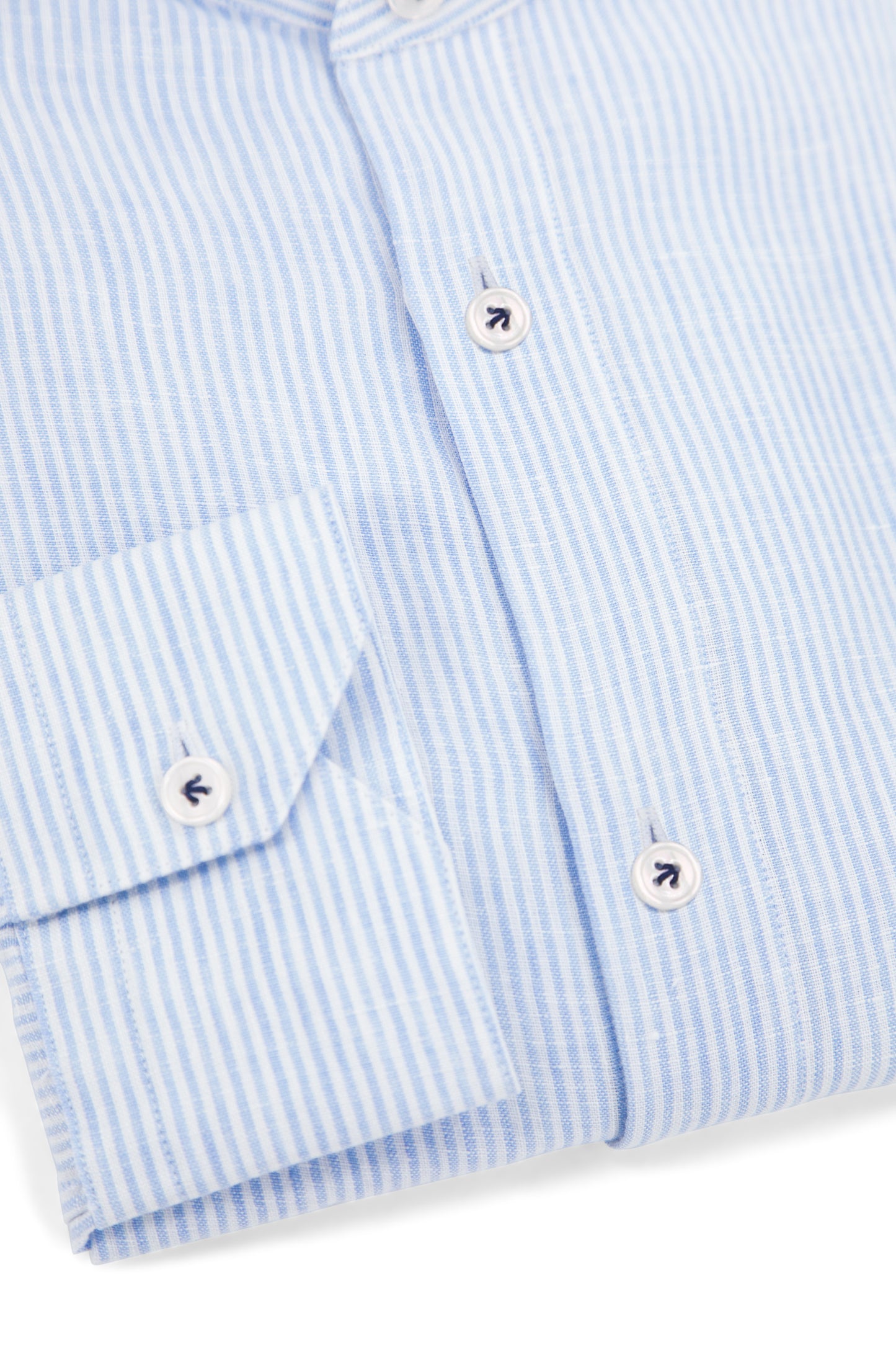 Mao Linen Shirt │ Blue Stripes