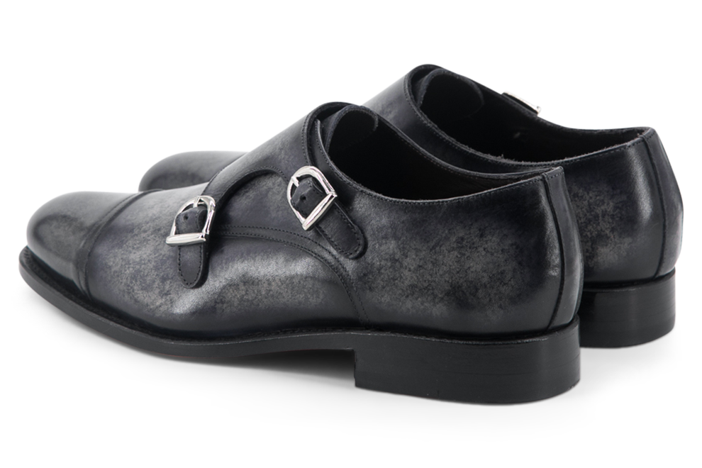 Leather Double Monk Zurigo │ Grey Marble Patina