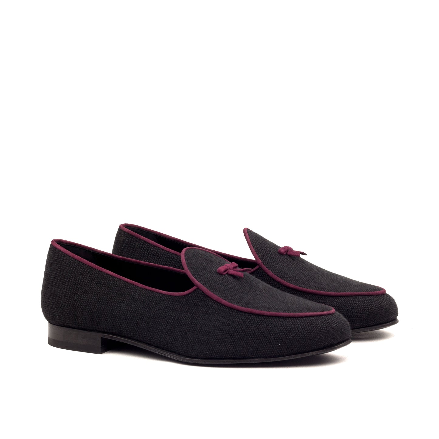 Linen Slippers │ Black & Burgundy