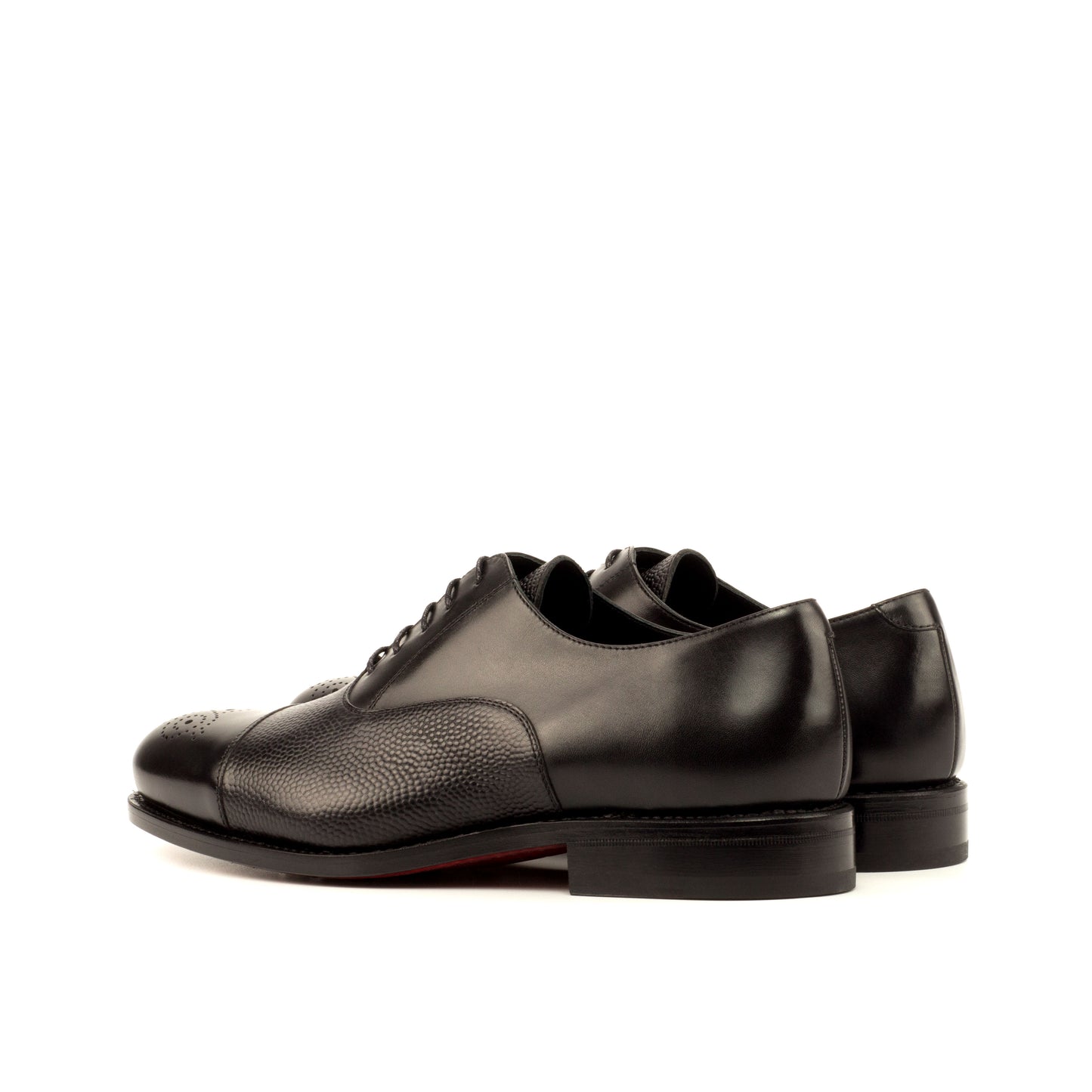 Leather Oxford Zurigo Perforated │ Black Box Calf & Black Pebble Grain