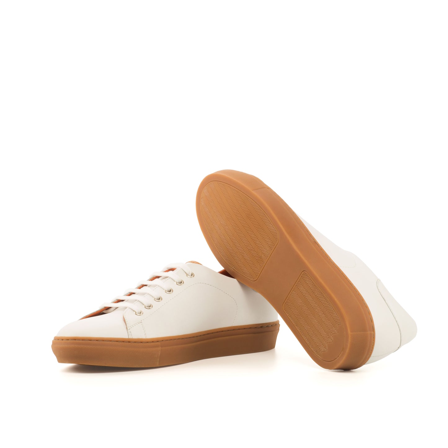 Leather Trainer │ White & Caramel Soles